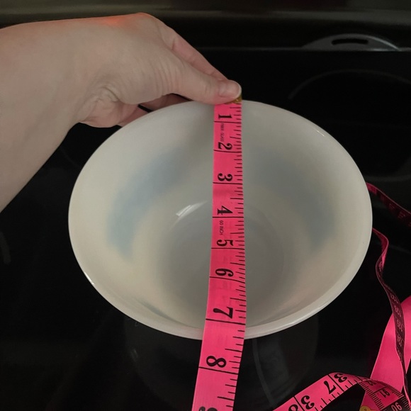 Vintage Federal Milk Glass Bowl Blue Flowers - Picture 4 of 5